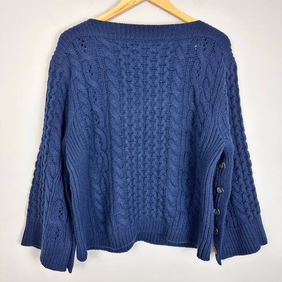 J CREW Spring Street Cashmere Relaxed Pullover Sweater Chunky Knit Navy Sz S NWT - Picture 8 of 11